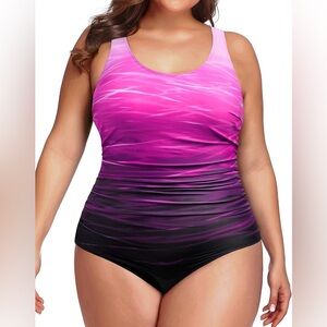 Athletic Tummy Control Ruched Bathing Suit